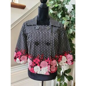 Silkland Women's Black 100% Silk Long Sleeve Buttons Front Casual Jacket Size PS